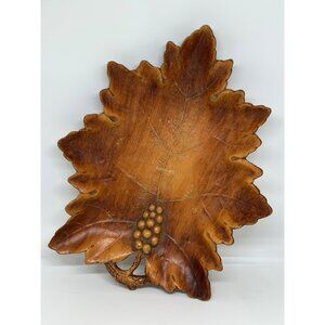 VTG 1959 Molded Wood Grape Leaf Dish Multi Products Inc MCM Decor Room Style